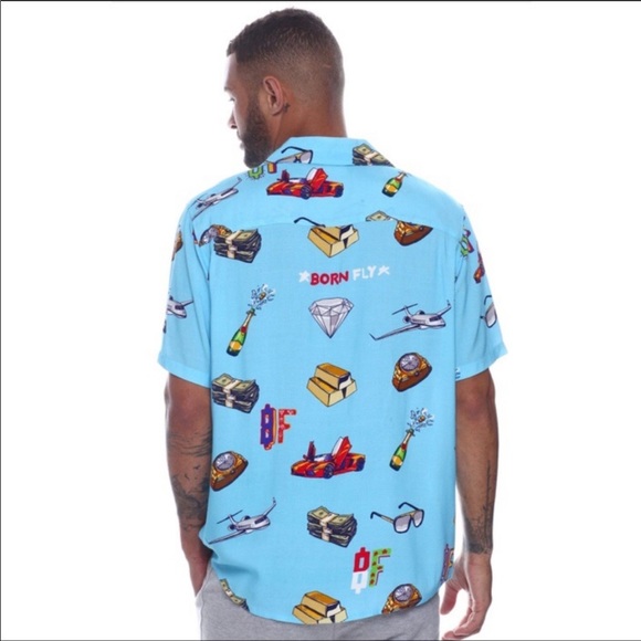 BORN FLY | shirt Cash Money rayon novelty print - Picture 4 of 9